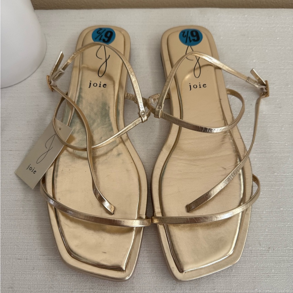 New Joie Glory Gold Strappy Flat Sandals